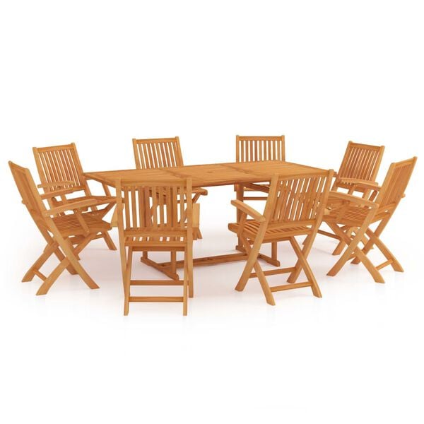 vidaXL 9 Piece Garden Dining Set Solid Teak Wood