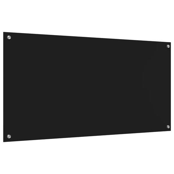 vidaXL Kitchen Backsplash Black 120 x 60 x 0.6 cm Tempered Glass