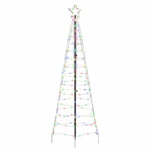 vidaXL LED Christmas Tree with Ground Spikes Multicolour 250 cm Iron