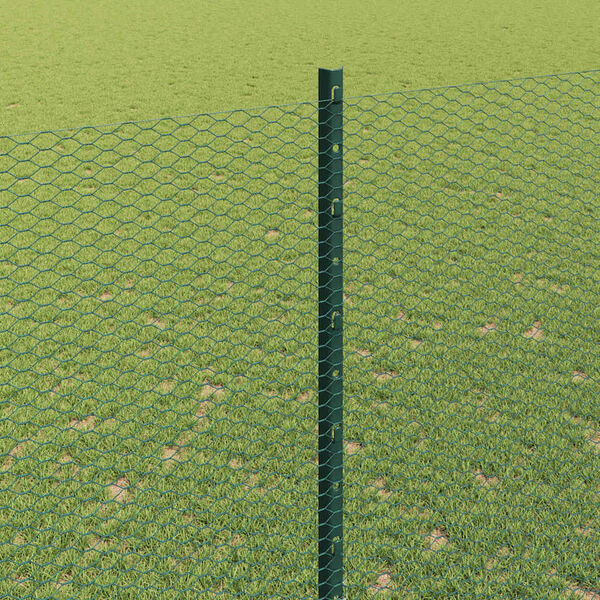 vidaXL Fence with Post Green 1.6 x 10 m Steel and PVC