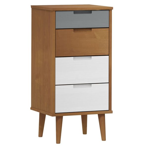 vidaXL Drawer Cabinet MOLDE Brown 40x35x82 cm Solid Wood Pine