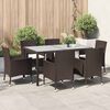 vidaXL 7 Piece Garden Dining Set with Cushions Brown Poly Rattan