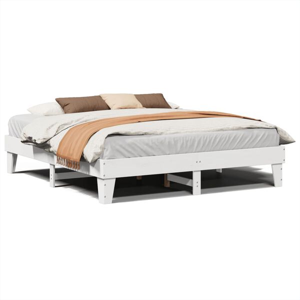 vidaXL Bed Frame without Mattress White 200x200 cm Solid Wood Pine