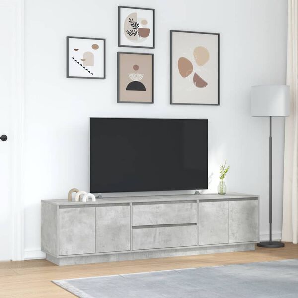 vidaXL TV Cabinet with LED Lights Concrete Grey 193.5x41x50 cm