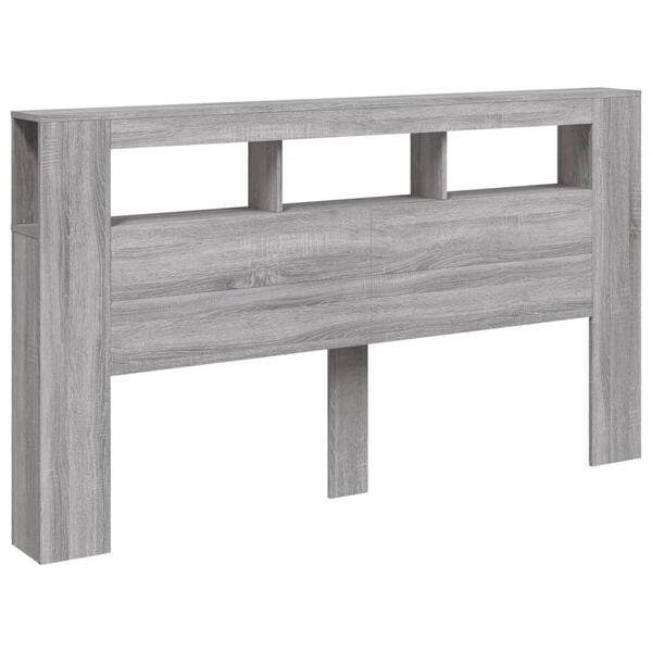 vidaXL LED Headboard Grey Sonoma 180x18.5x103.5 cm Engineered Wood