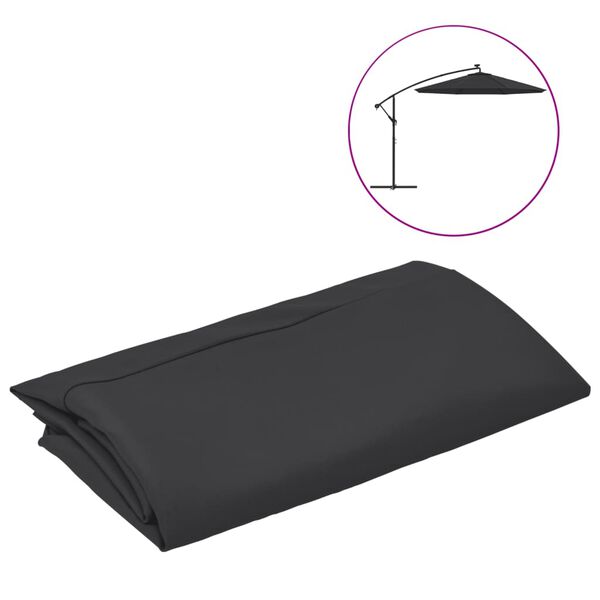 vidaXL Replacement Fabric for Cantilever Umbrella Black 350 cm