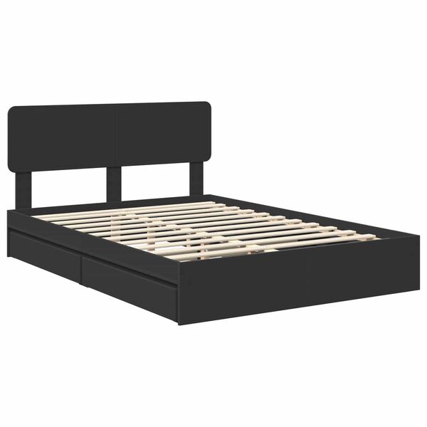 vidaXL Storage Bed with Headboard Black 150 x 200 cm Engineered Wood