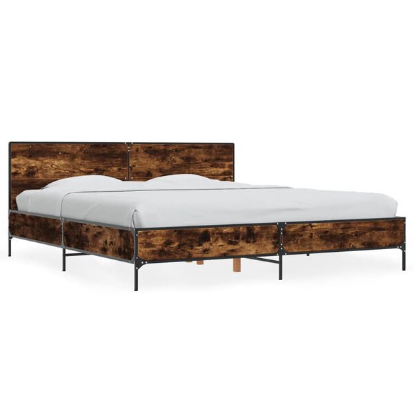 vidaXL Bed Frame without Mattress Smoked Oak 180x200 cm Super King
