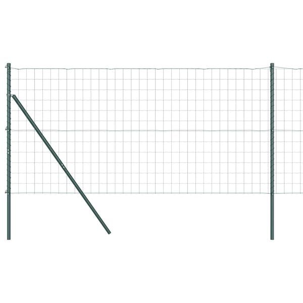 vidaXL Fence with Post Green 1.2 x 10 m Steel and PVC