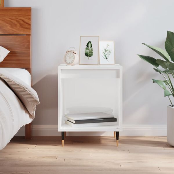 vidaXL Bedside Cabinet High Gloss White 40x35x50 cm Engineered Wood
