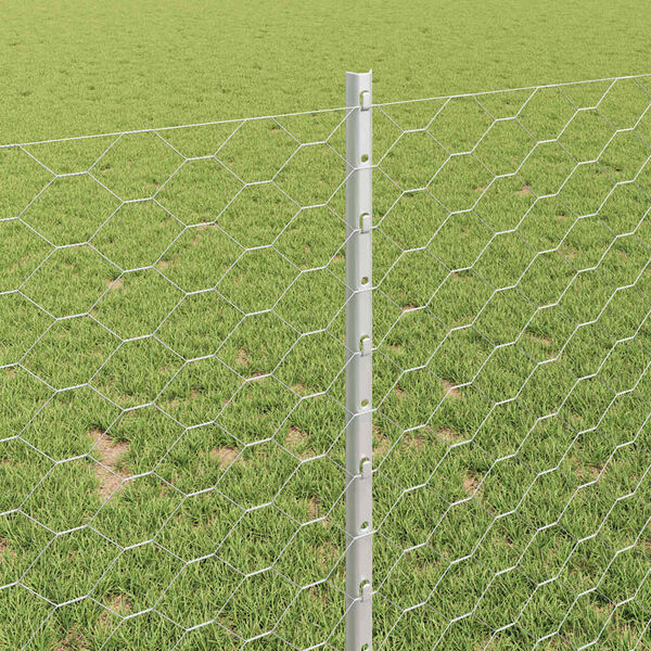 vidaXL Fence with Post Silver 1 x 25 m Steel