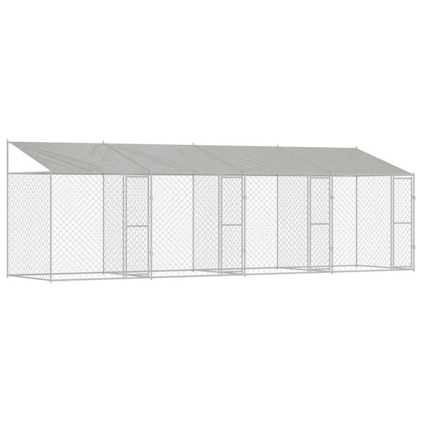 vidaXL Dog Cage with Roof Silver 800 x 200 x 258 cm Steel and PE