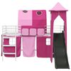 vidaXL Kids'Loft Bed Frame White and Pink 90 x 200 cm Metal
