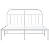 vidaXL Metal Bed Frame without Mattress with Headboard White 140x200cm