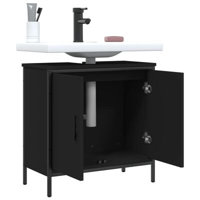 vidaXL Bathroom Sink Cabinet Black 60x30x60 cm Engineered Wood