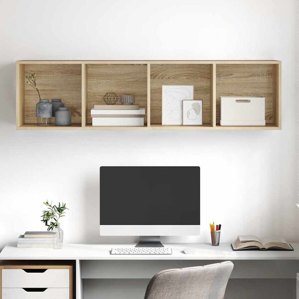 vidaXL Wall-mounted TV Cabinet Sonoma Oak 37x37x142.5 cm Engineered Wood