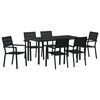 vidaXL Garden Dining Set 7 pcs Black Powder-Coated Steel