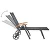 vidaXL Sun Lounger with Wheels Poly Rattan Black