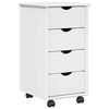 vidaXL Rolling Cabinet 34 x 39 x 65.5 cm Solid Pine Wood White