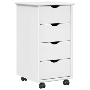 vidaXL Rolling Cabinet 34 x 39 x 65.5 cm Solid Pine Wood White