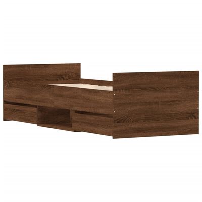 vidaXL Bed Frame with Headboard and Footboard Brown Oak 75x190 cm Small Single