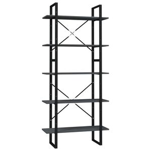 vidaXL 5-Tier Book Cabinet Grey 80x30x175 cm Pinewood