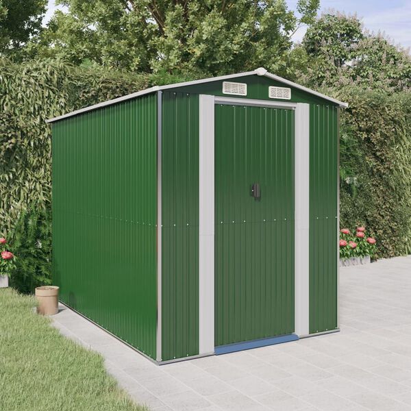vidaXL Garden Shed Green 192x274x223 cm Galvanised Steel