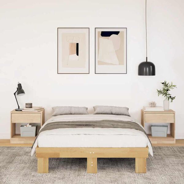 vidaXL Bed Frame without Mattress 120x190 cm Small Double Solid Wood Oak