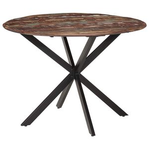 vidaXL Dining Table &Oslash;110x78 cm Solid Wood Reclaimed and Steel