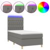 vidaXL Box Spring Bed with Mattress&LED Dark Grey 90x190 cm Fabric