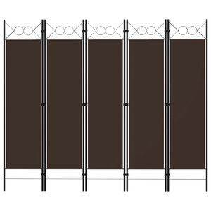 vidaXL 5-Panel Room Divider Brown 200x180 cm