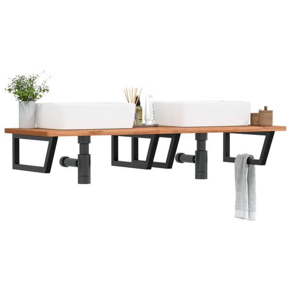 vidaXL Shelf Brackets for Washbasin 2 pcs Black Trapezium Steel