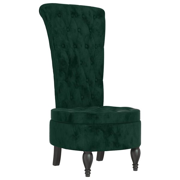 vidaXL High Back Chair Dark Green Velvet Button Design