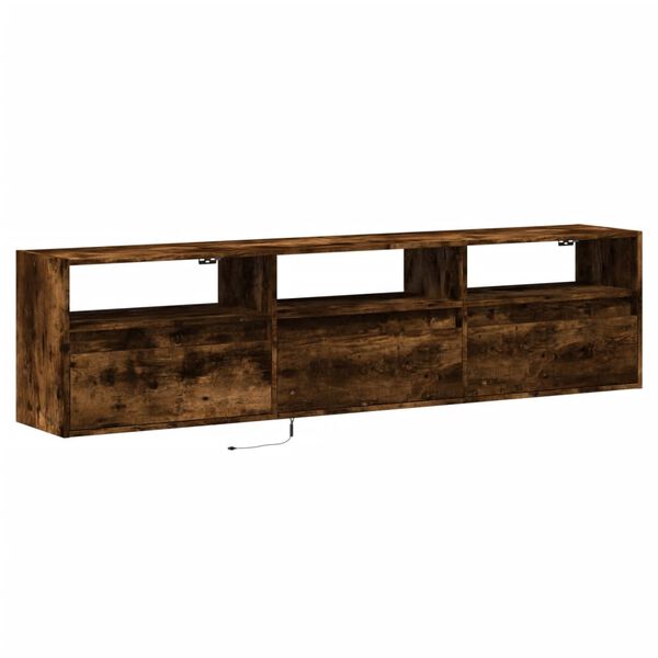 vidaXL TV Wall Cabinet with LED Smoked Oak 180x31x45 cm