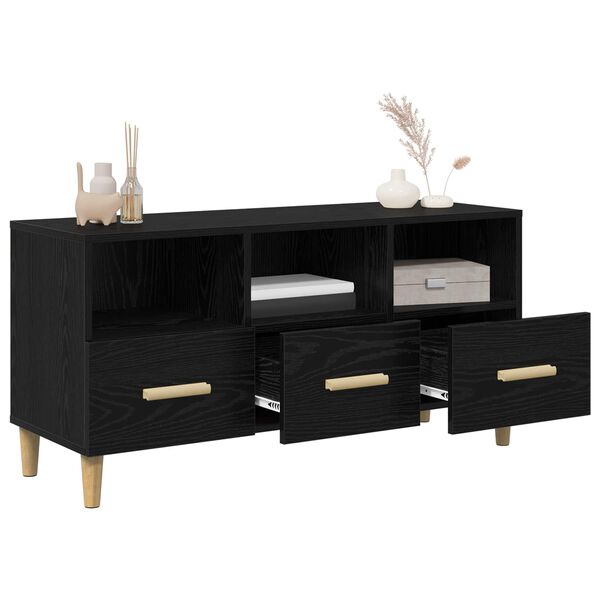 vidaXL TV Cabinet Black Oak 102 x 36 x 50 cm Engineered Wood