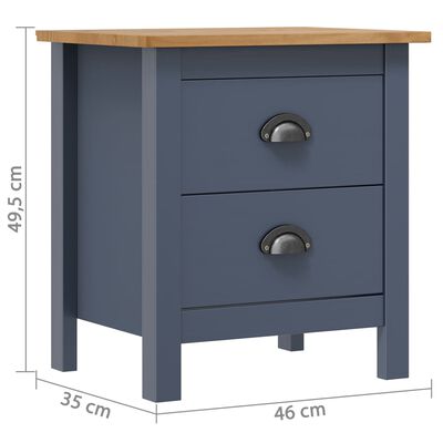 vidaXL Bedside Cabinet Hill Grey 46x35x49.5 cm Solid Pine Wood