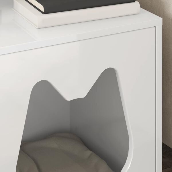 vidaXL Cat House Gloss White 42.5 x 40 x 53.5 cm Engineered Wood