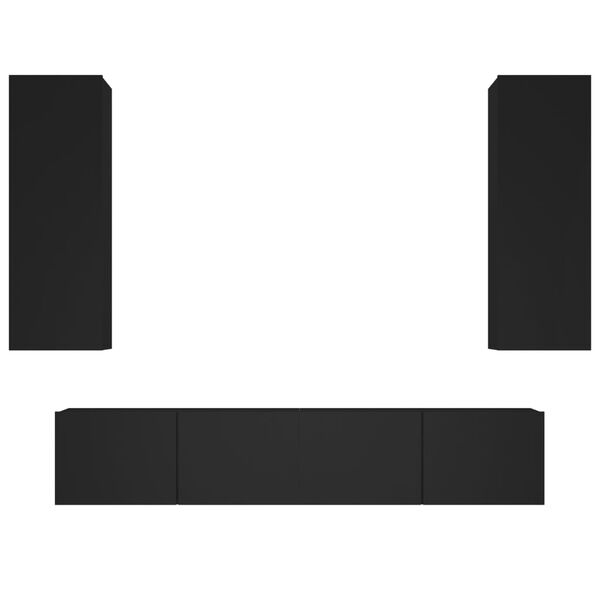 vidaXL 4 Piece TV Cabinet Set Black Engineered Wood