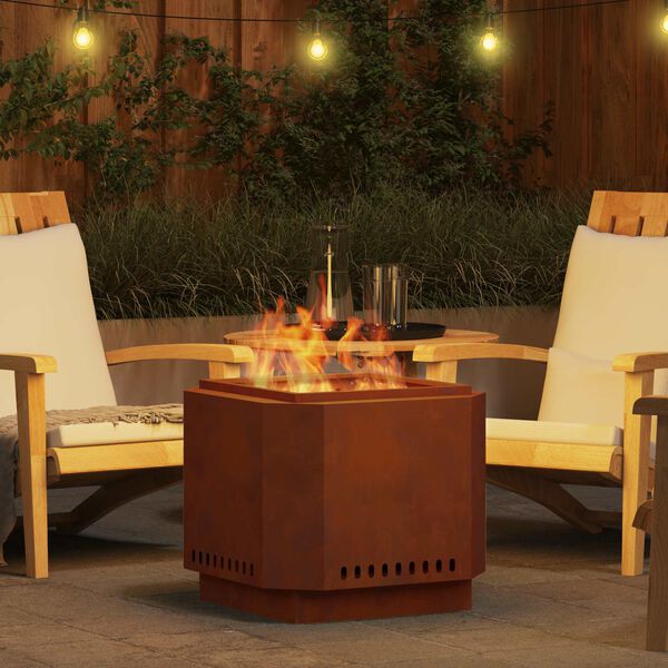 vidaXL Smokeless Fire Pit Brown 58 x 58 x 51 cm Weathering Steel