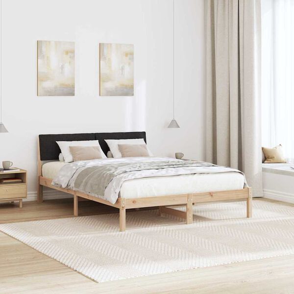 vidaXL Bed frame Brown and black 140 x 200 cm Solid pine wood