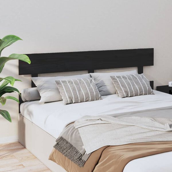 vidaXL Bed Headboard Black 164x3x81 cm Solid Wood Pine