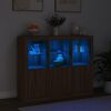 vidaXL Sideboards with LED Lights 3 pcs Brown Oak Engineered Wood
