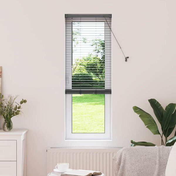 vidaXL Window Blind with Curtains Manual Dark grey Aluminium