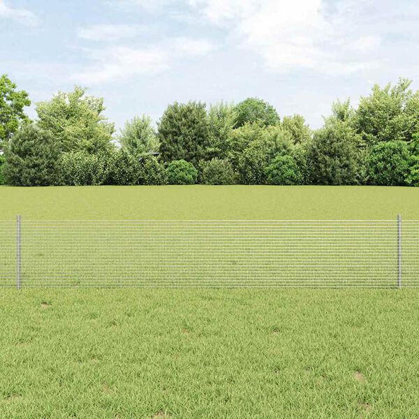 vidaXL Fence with Post Silver 0.4 x 10 m Steel