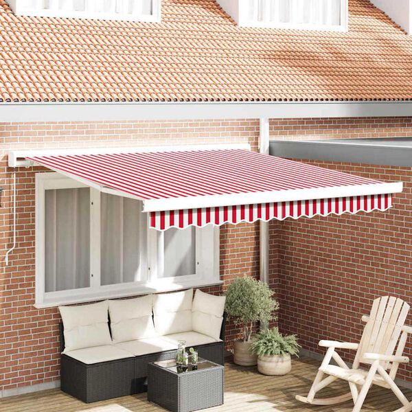 vidaXL Retractable Awning Red and White 350 x 250 cm Fabric and Metal