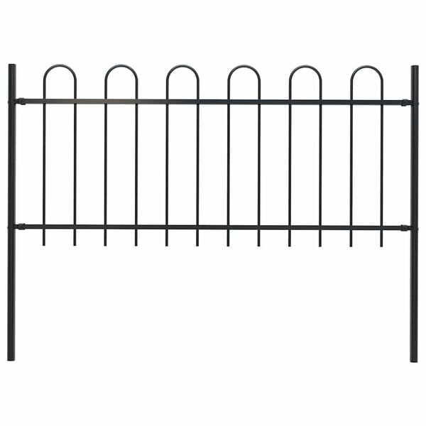 vidaXL Garden Fence Boxtel with Hoop Top Steel 181x100 cm Black