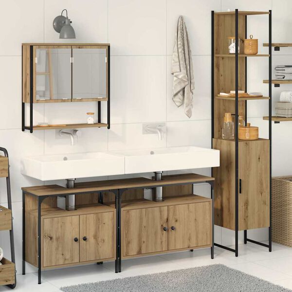 vidaXL Bathroom Furniture Set 4 pcs Artisan oak Engineered wood