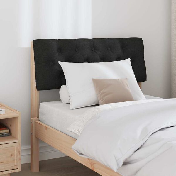 vidaXL Upholstered Headboard Black 80 cm Solid Pine Wood