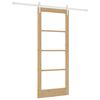 vidaXL Sliding Door Natural 83 x 202 cm Solid Pine Wood and Glass