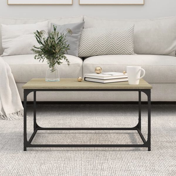 vidaXL Coffee Table Sonoma Oak 80x50x40 cm Engineered Wood and Iron